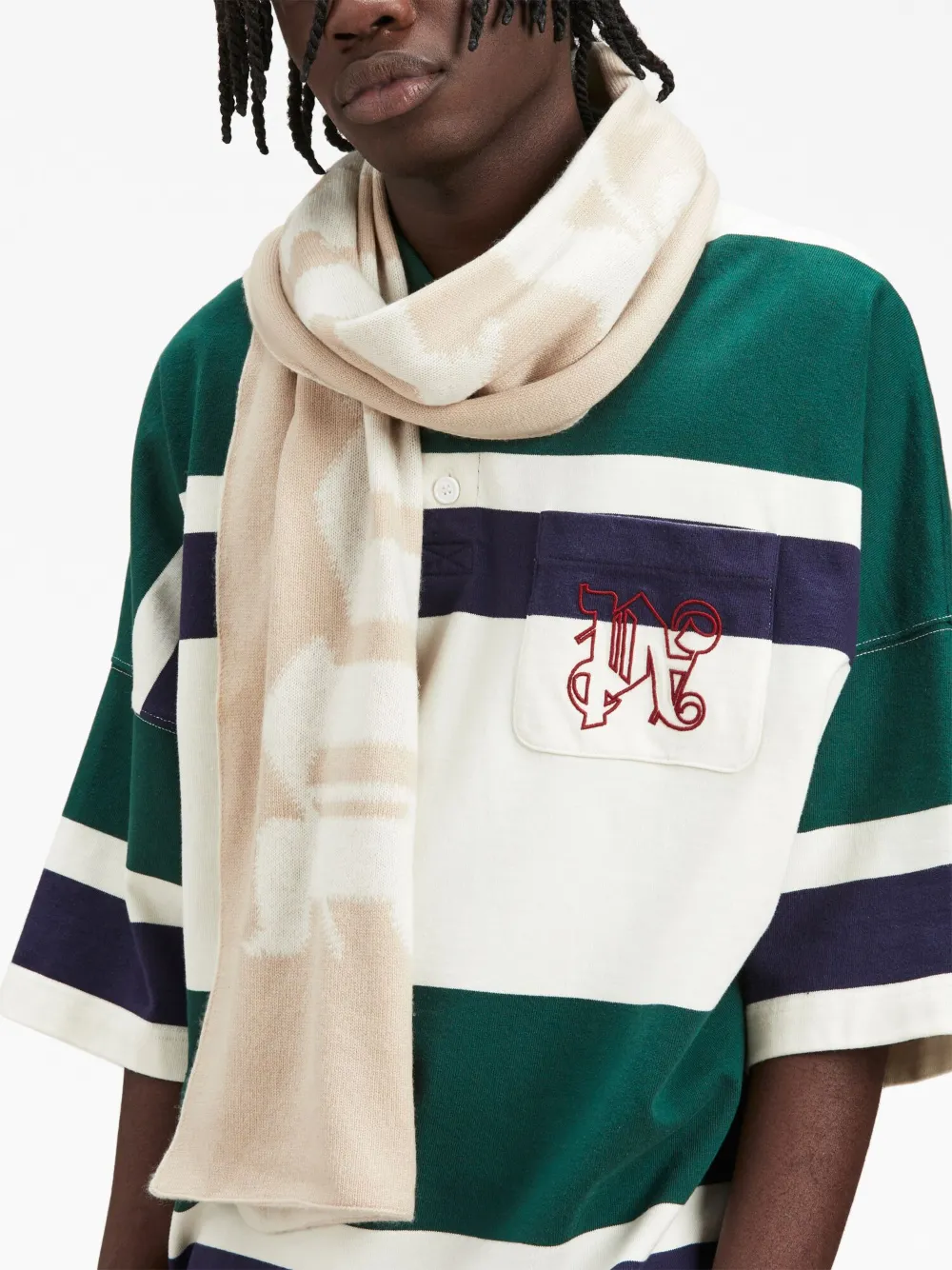 Palm Angels Logo-jacquard Scarf In Neutrals