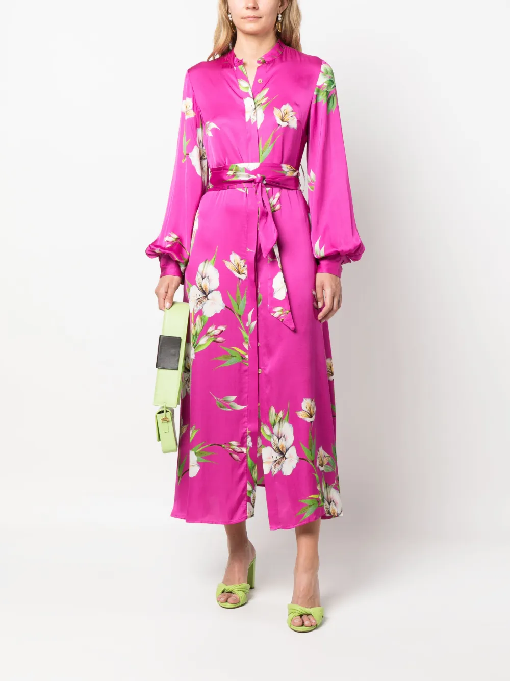 813 Glicine floral-print button-down dress - Roze