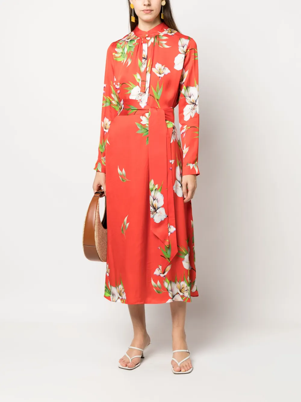 813 floral-print midi dress - Oranje