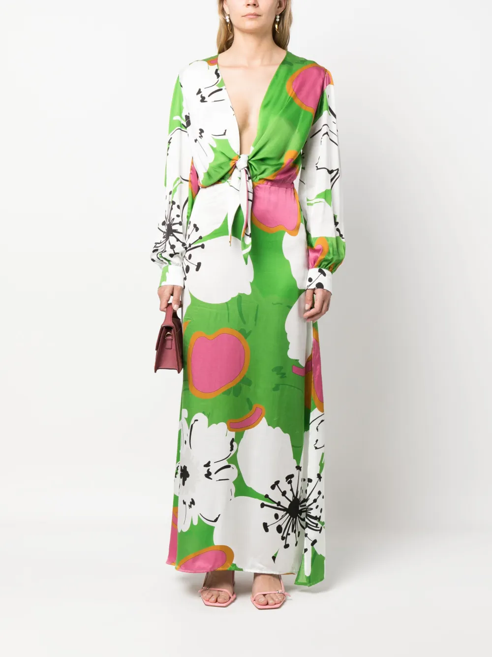 813 floral-print V-neck dress - Groen