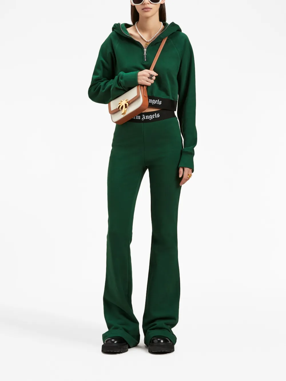 Palm Angels Hoodie met rits - Groen