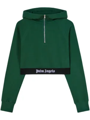 Green crop sale top hoodie