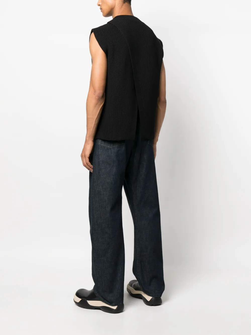 Jil Sander knitted sleeveless vest - Zwart