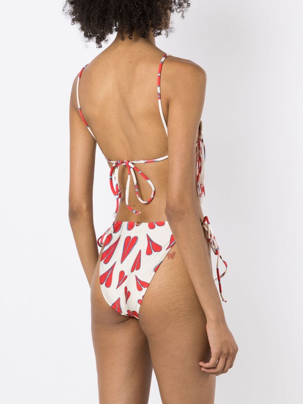 Shop Adriana Degreas Heart-print Fringed Bikini In White
