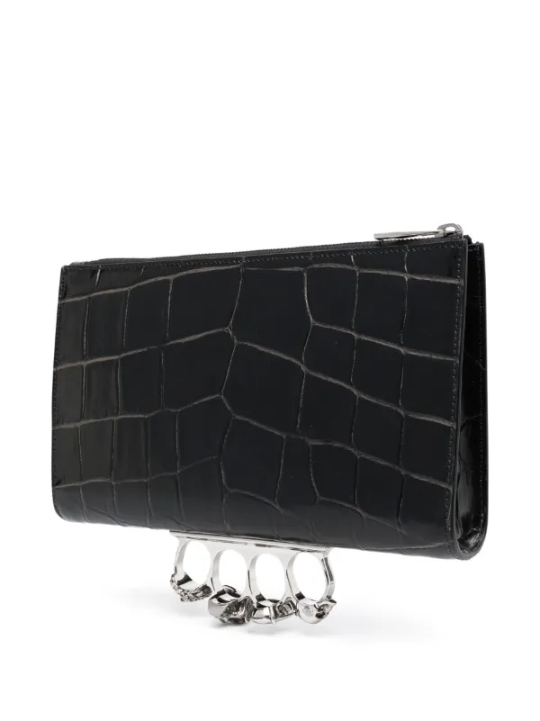Alexander McQueen Four Ring crocodile effect Clutch Black FARFETCH IE