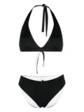 Fisico self-tie halterneck bikini set - Black