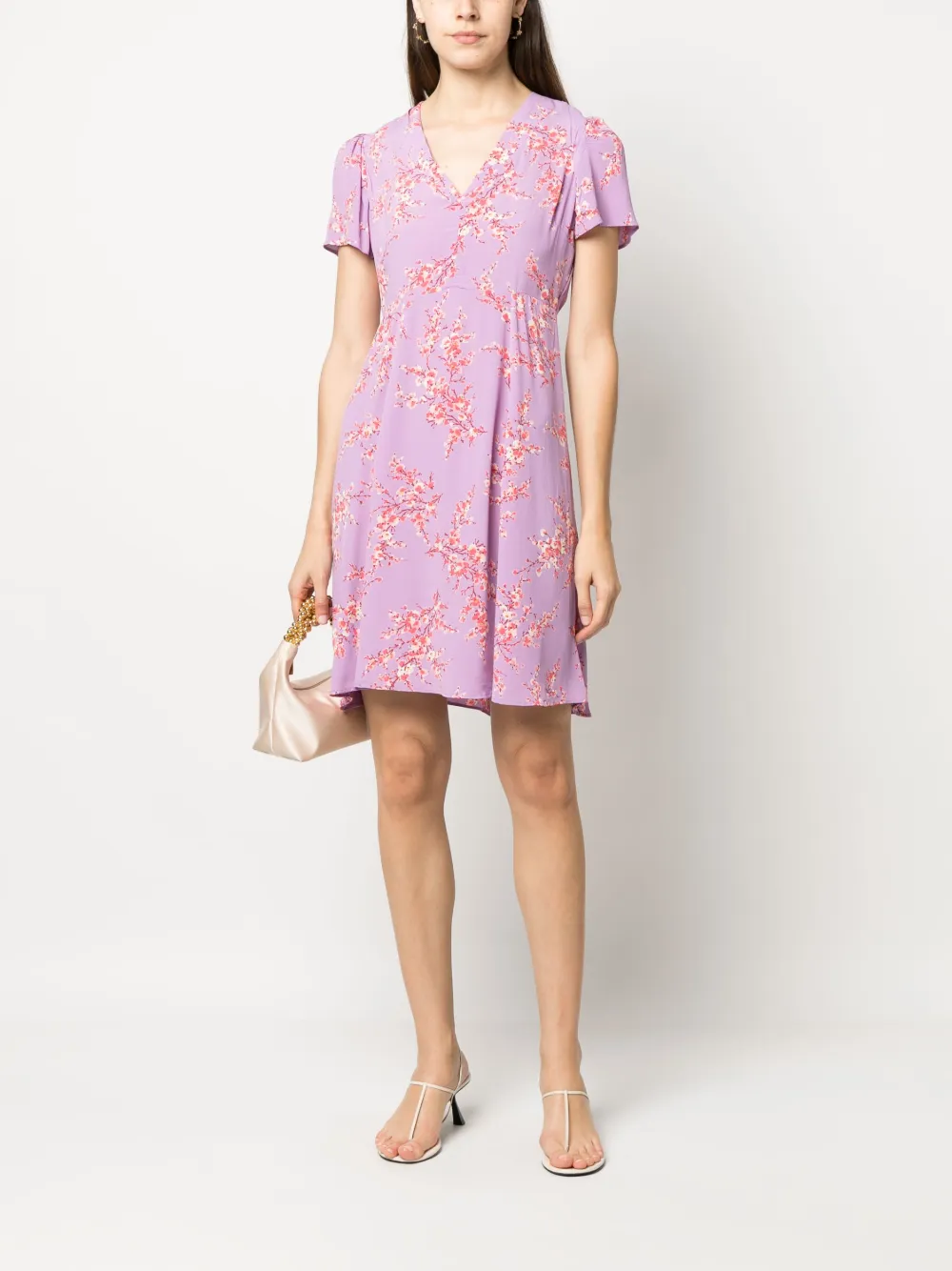 byTiMo floral-print V-neck short dress - Paars