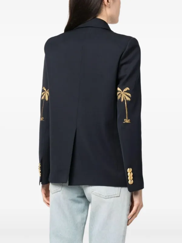 Palm Angels palm-embroidered Blazer | Blue | FARFETCH AO
