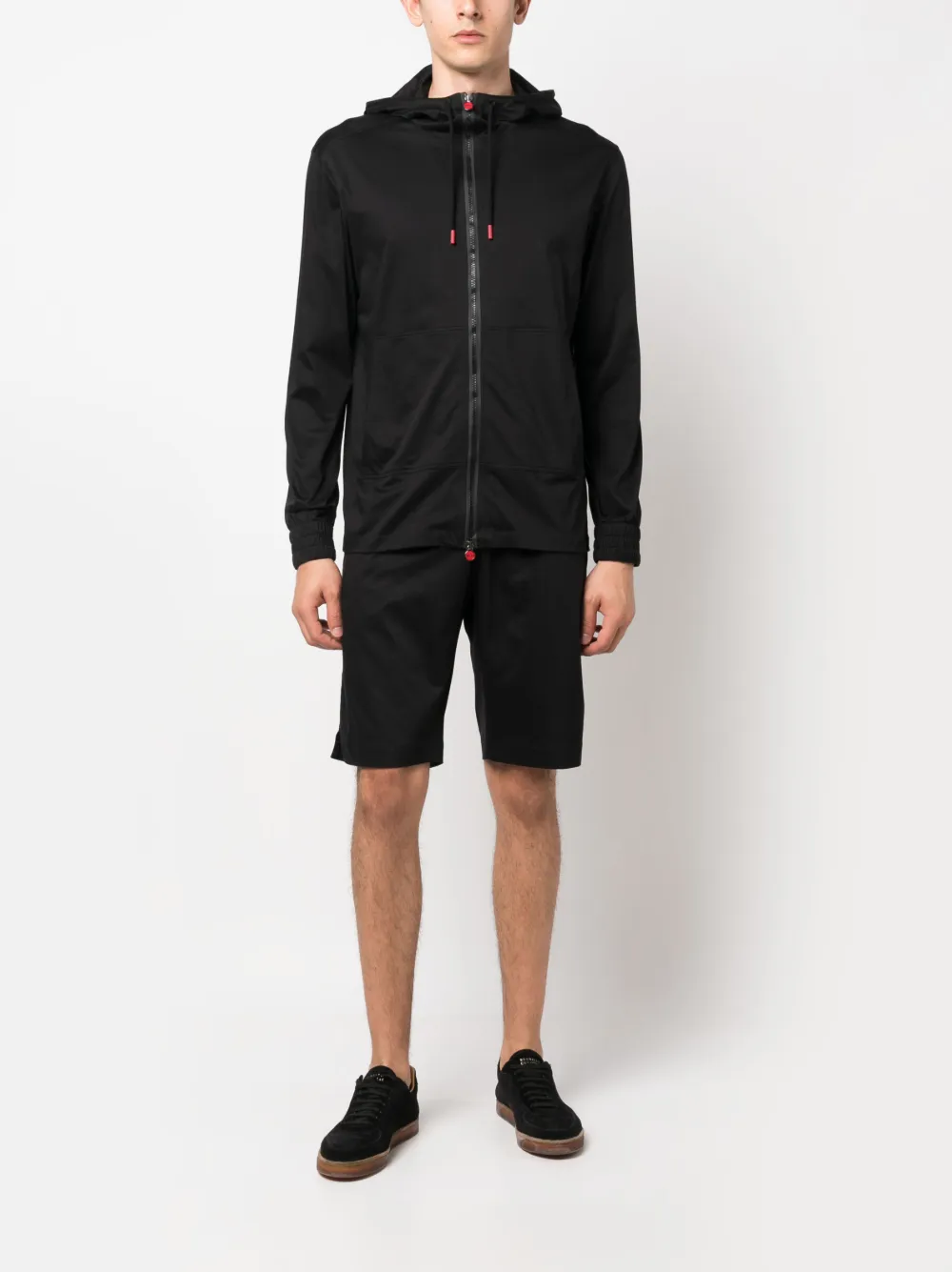 Kiton drawstring-waist velour shorts - Zwart