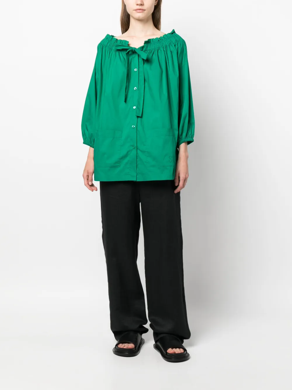 Semicouture shirred-effect blouse - Groen