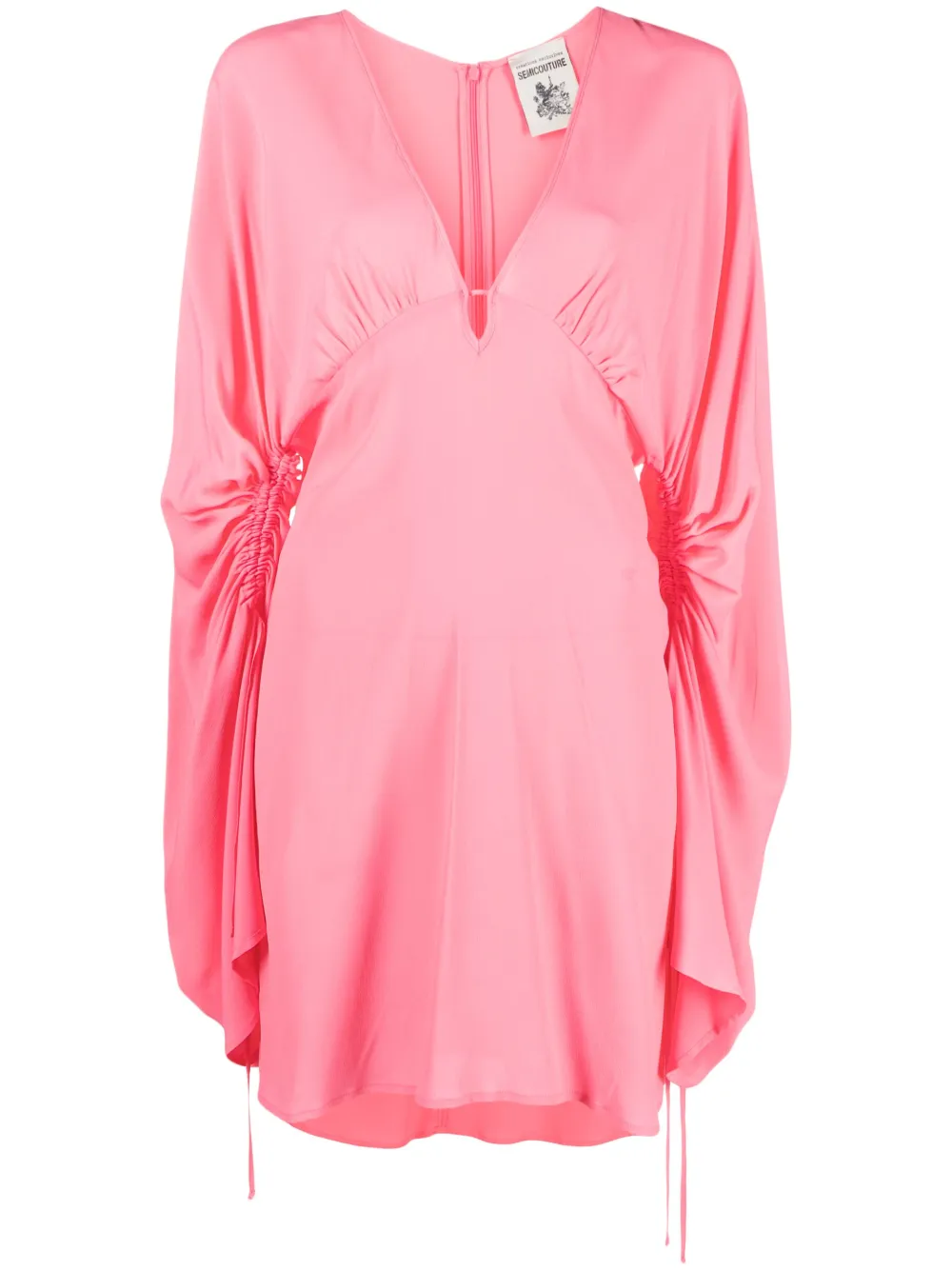 Semicouture V-neck Short Dress In Pink