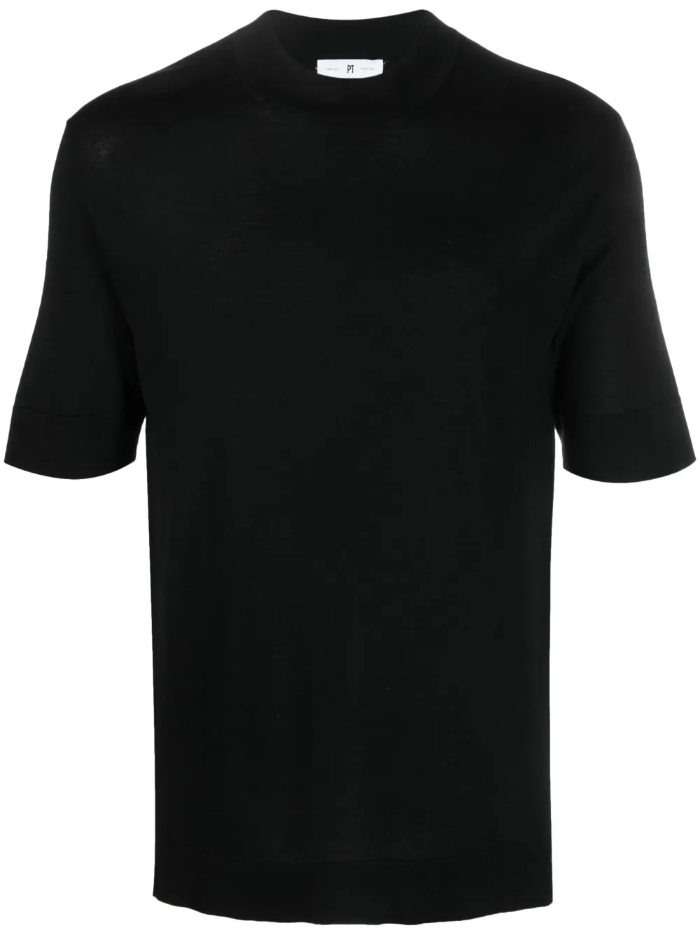 Pt Torino Round-neck Stretch T-shirt In Black