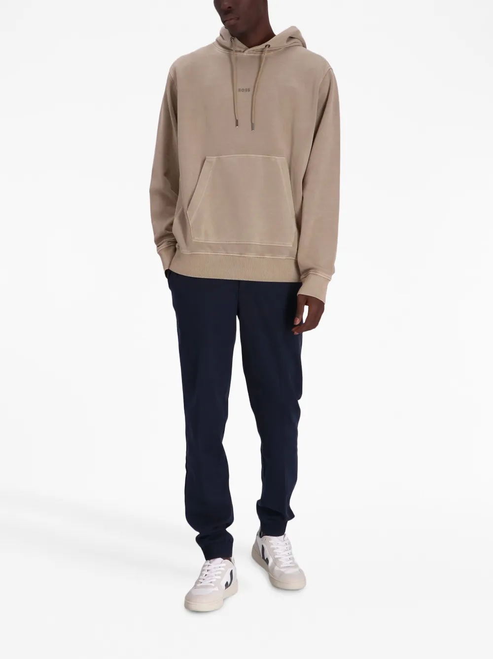 BOSS Hoodie met logoprint - Beige