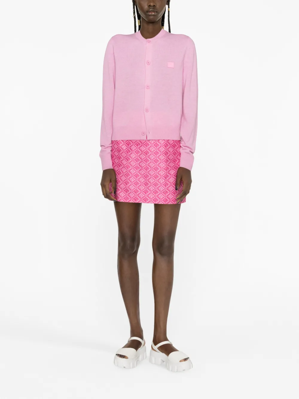 Acne Studios face-appliqué wool cardigan - Roze