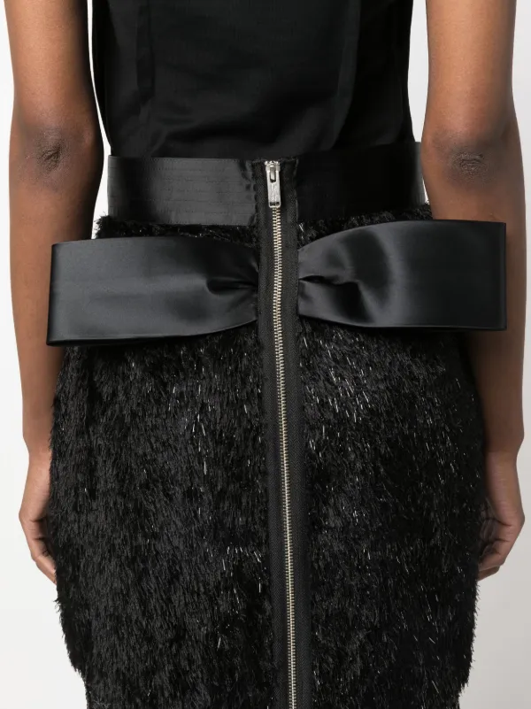 Undercover Layered faux-fur Pencil Skirt | Black | FARFETCH