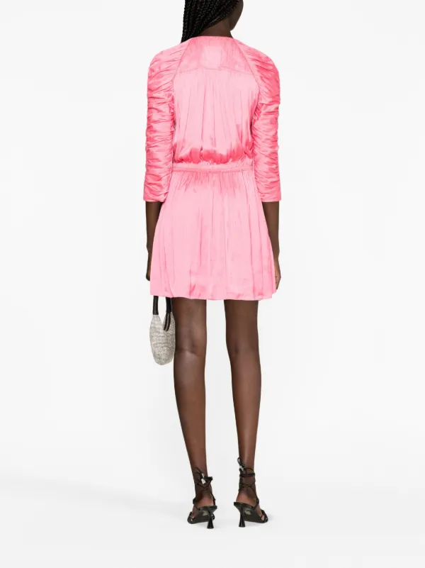 Gathered satin mini dress sales