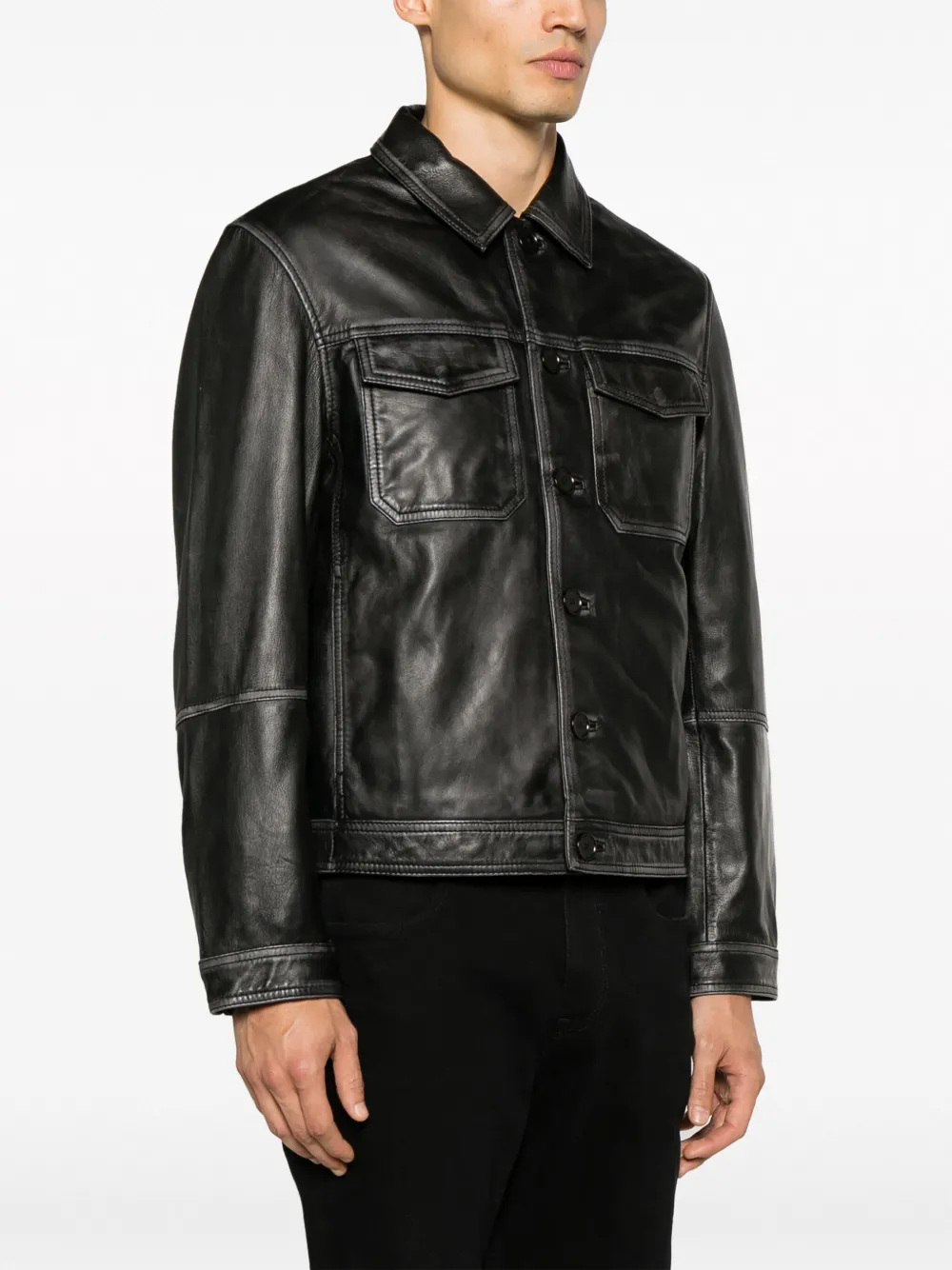 Shop Zadig & Voltaire Lasso Dyed Leather Cropped Jacket In Black