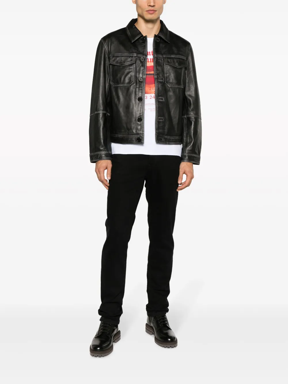 Saint laurent hotsell leather trucker jacket