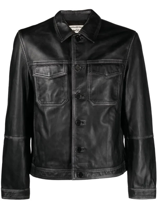 Mens cropped leather jacket best sale