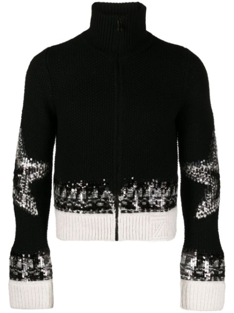 Zadig&Voltaire Christa intarsia-knit sequinned cardigan