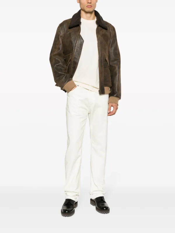 Zadig&Voltaire シアリングカラー レザージャケット | ブラウン 