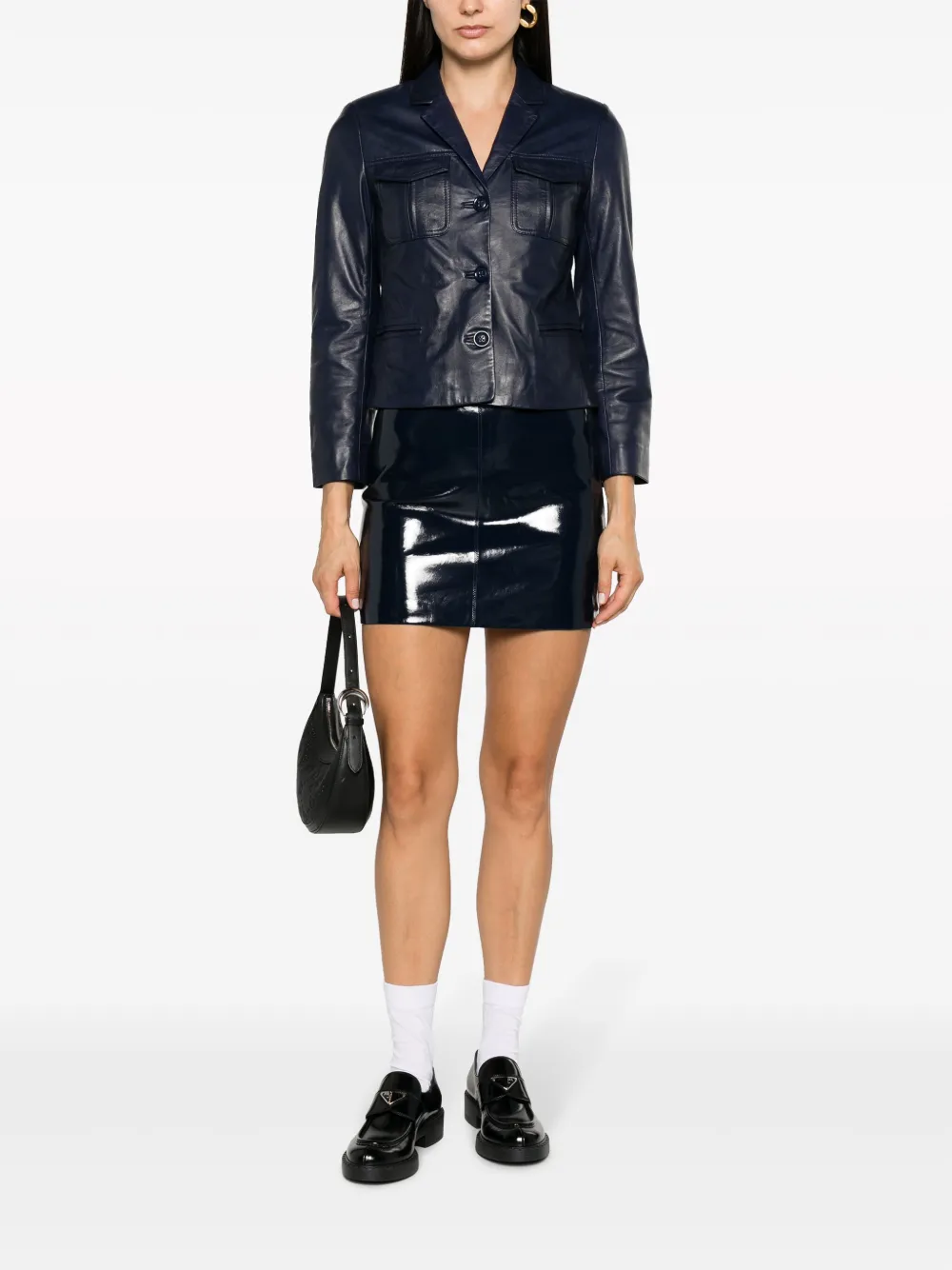 Shop Zadig & Voltaire Jinette Vinyl Leather Miniskirt In Blue