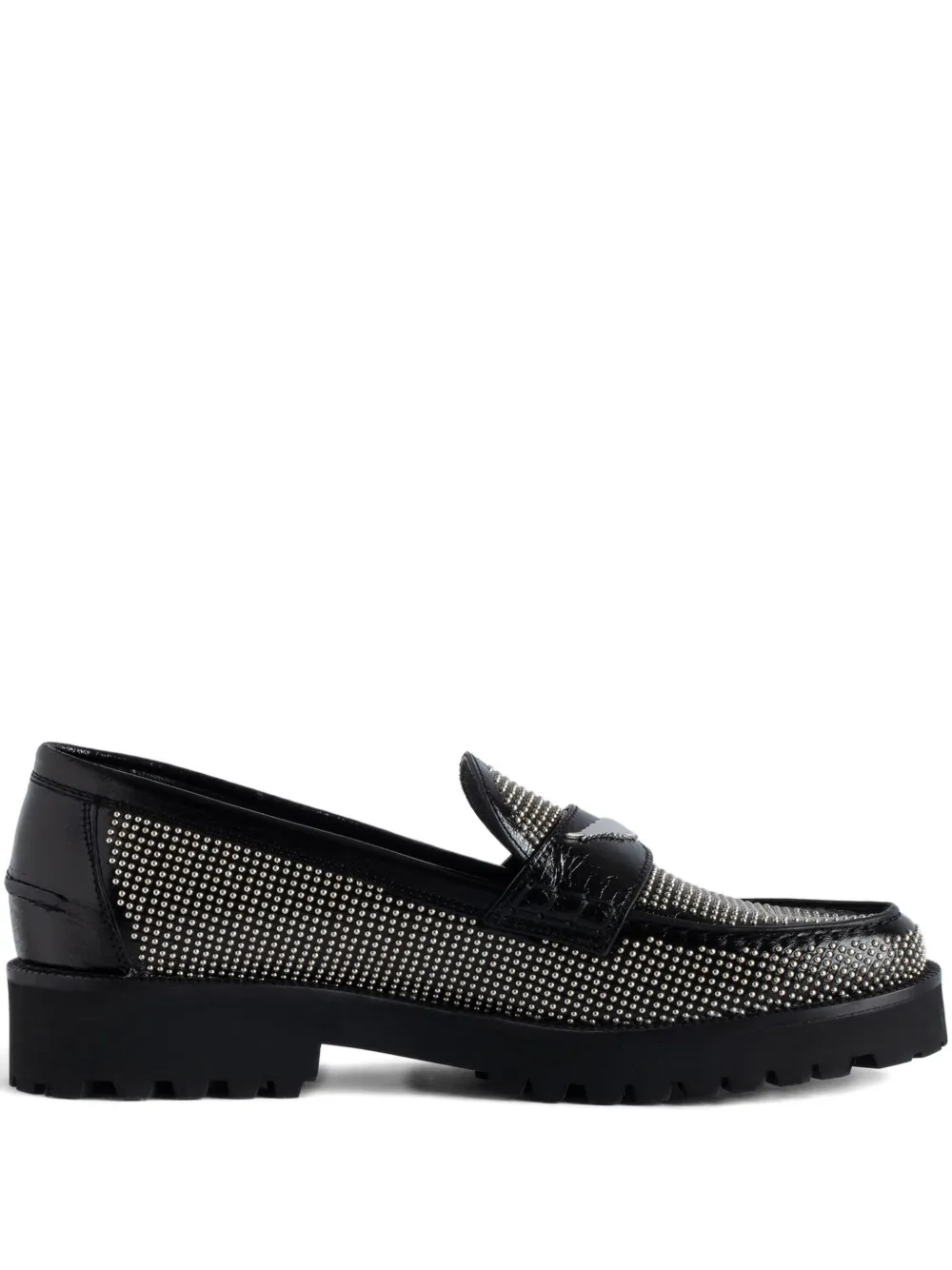 Zadig & Voltaire Studded Patent-leather Loafers In Multi