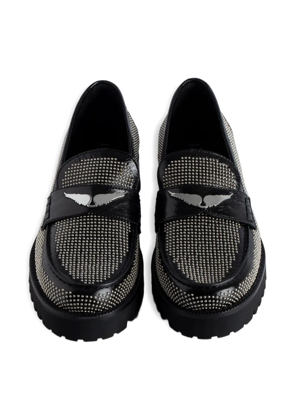Zadig & Voltaire Studded Patent-leather Loafers In Multi
