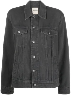 We11done Logo Patch Denim Jacket | Grey | FARFETCH