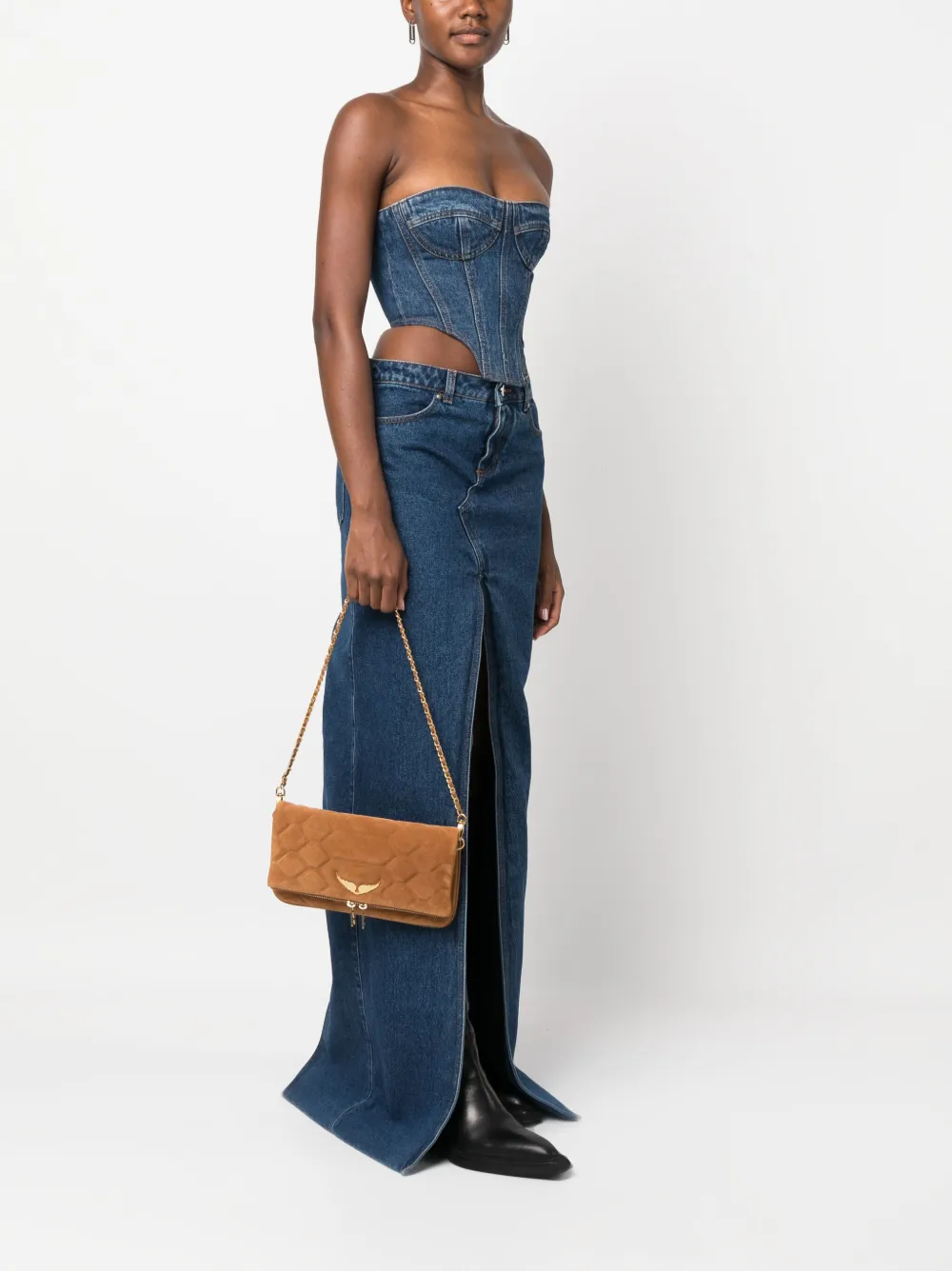 Zadig&Voltaire large Rock quilted crossbody bag - Bruin