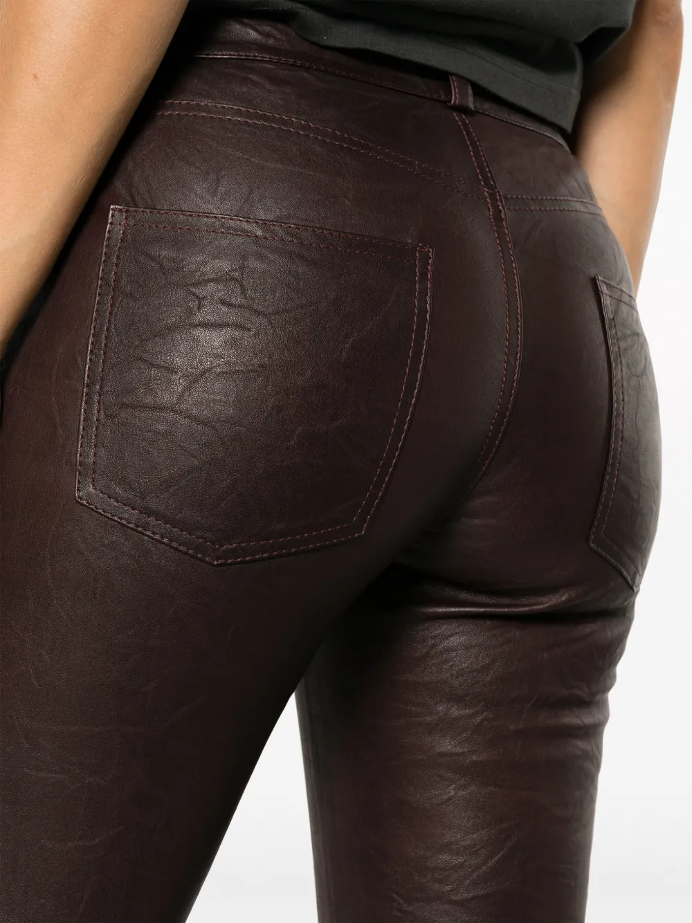 Shop Zadig & Voltaire Phlame Skinny Leather Trousers In Brown