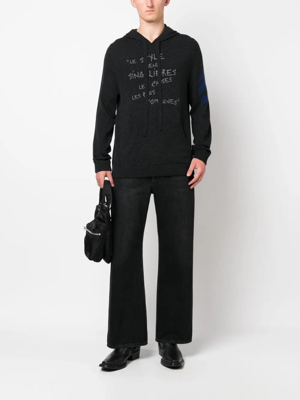 Zadig&Voltaire embroidered-text wool-blend hoodie - Grijs