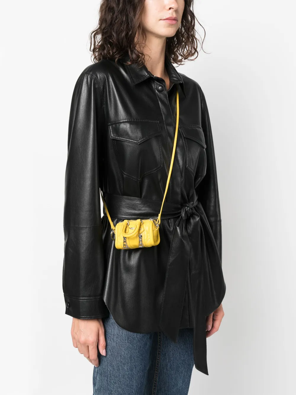 Zadig&Voltaire mini Sunny leather crossbody bag - Geel