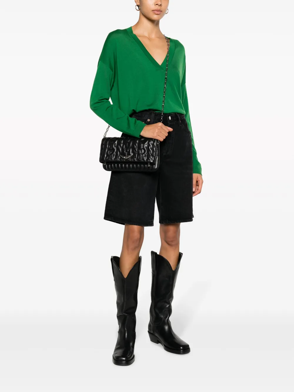 Zadig&Voltaire Rock Eternal Knit Shadow leather clutch - Zwart