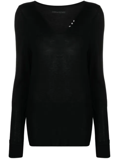 Zadig&Voltaire star-buttons Henley-neck T-shirt