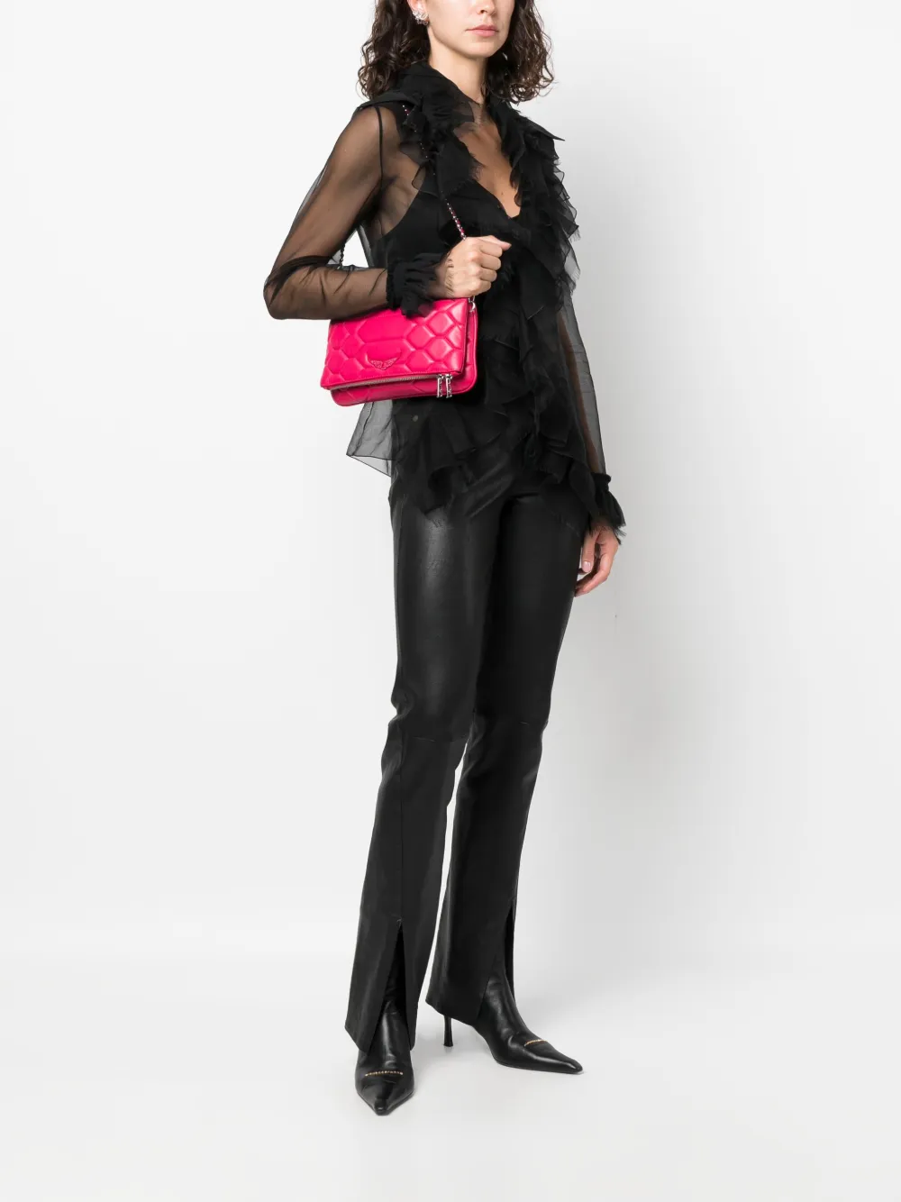 Zadig&Voltaire large Rock quilted crossbody bag - Roze