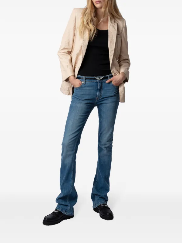 Zadig&Voltaire ピークドラペル レザージャケット | ニュートラル 