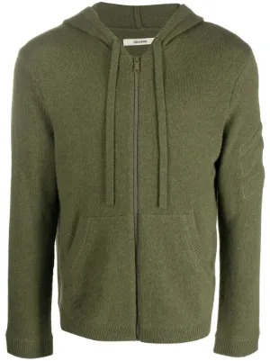 Green cashmere top hoodie