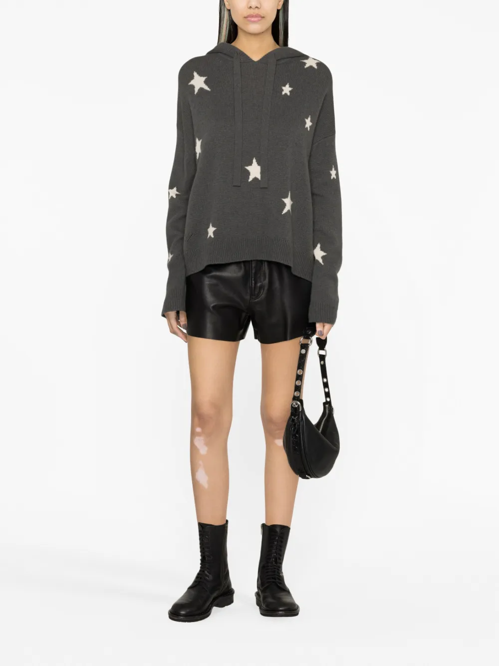 Zadig&Voltaire Marky star-jacquard cashmere hoodie - Grijs