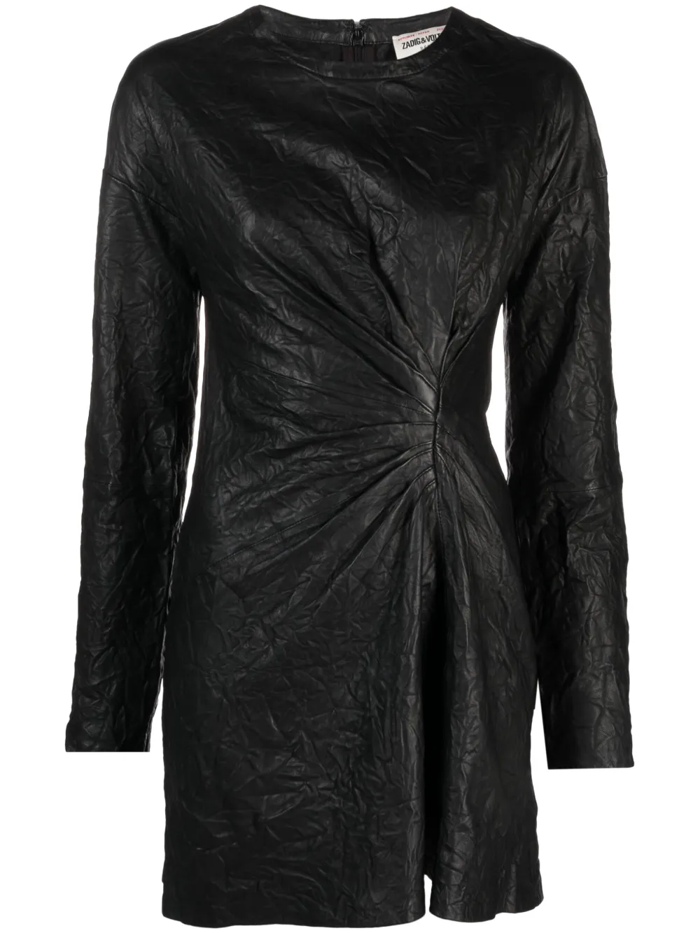 ZADIG & VOLTAIRE RIXINA GATHERED LEATHER MINIDRESS