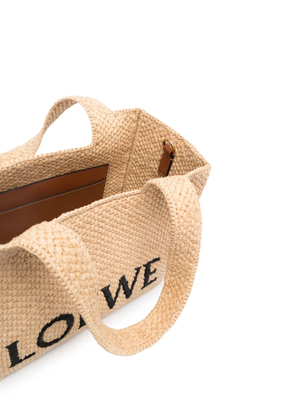 Affordable LOEWE embroidered-logo raffia tote bag Women