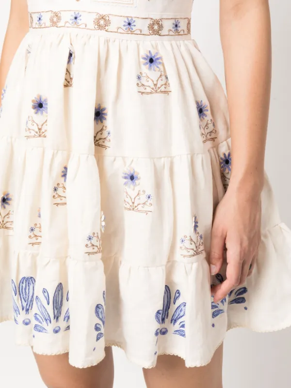 Agua By Agua Bendita embroidered design Sleeveless Dress Farfetch