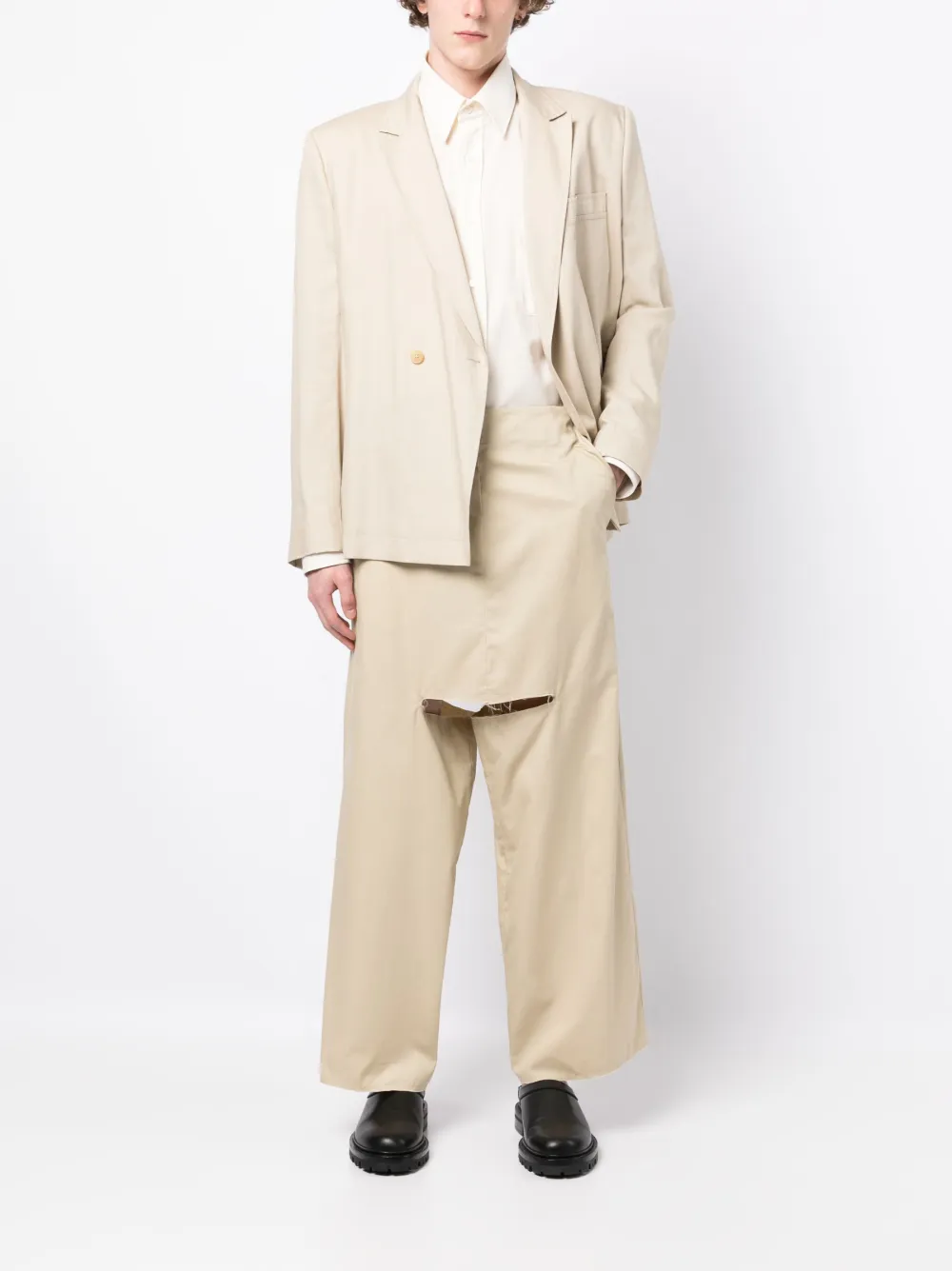 Niccolò Pasqualetti cut-out detail cotton trousers - Bruin