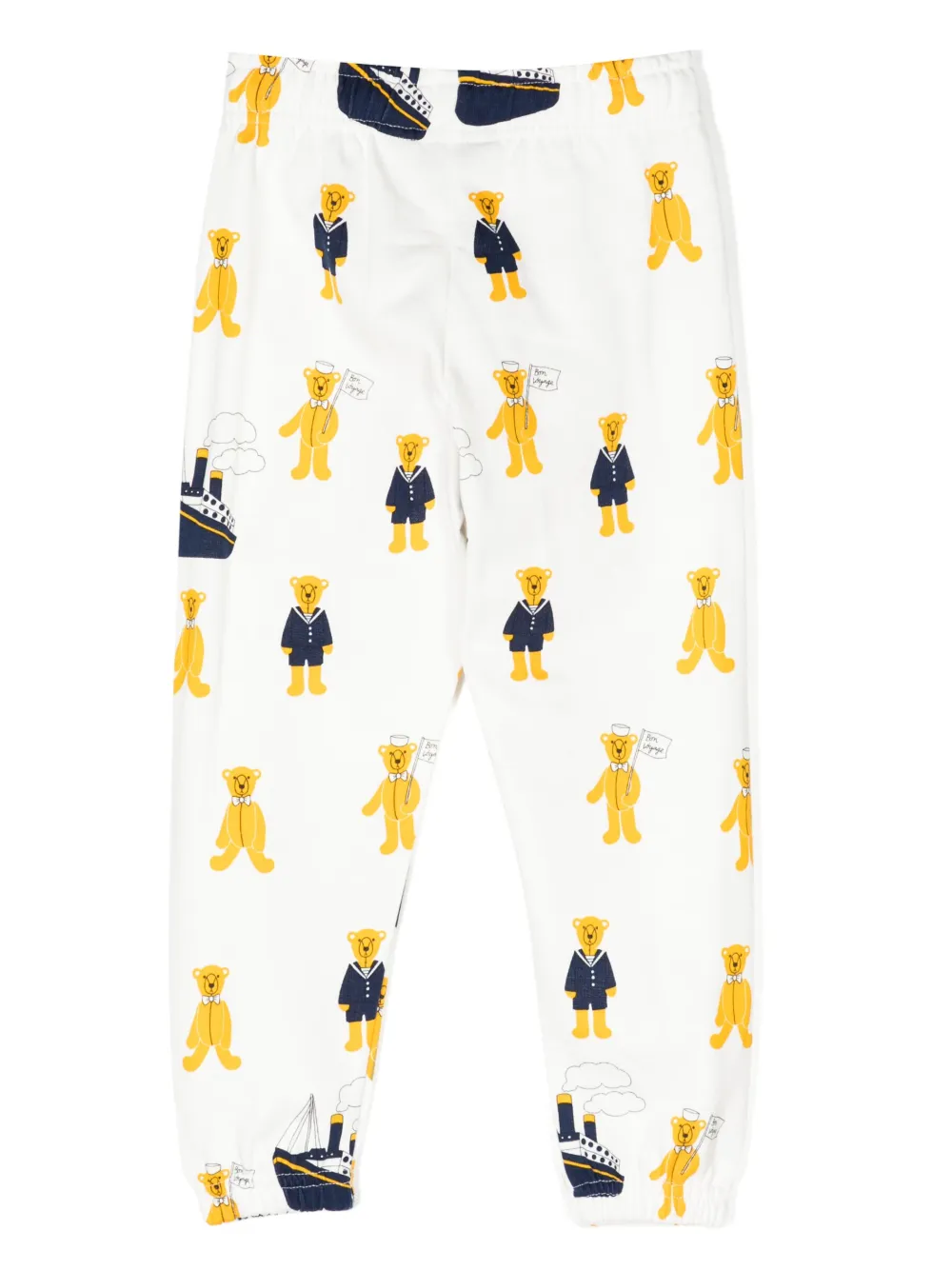 Mini Rodini Trainingsbroek met teddybeerprint - Wit