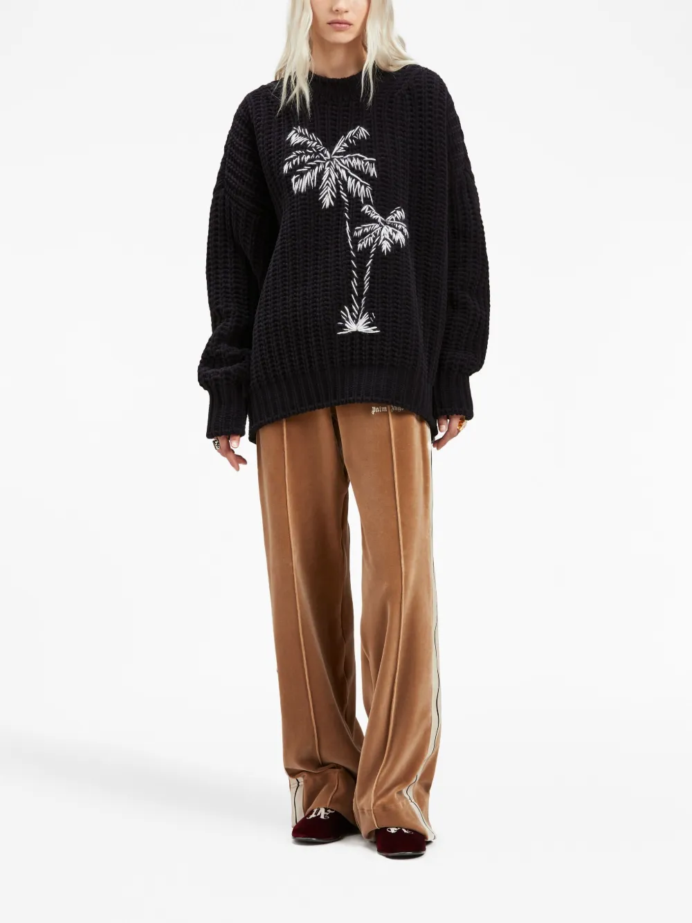 Palm Angels Trui met geborduurde palmen - Zwart