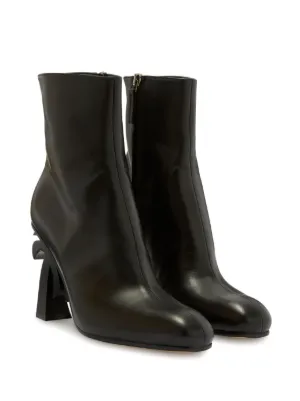 ロングブーツ PALM ANGELS Black Leather Ankle Boots fd317eb82ed776027b78425416d967