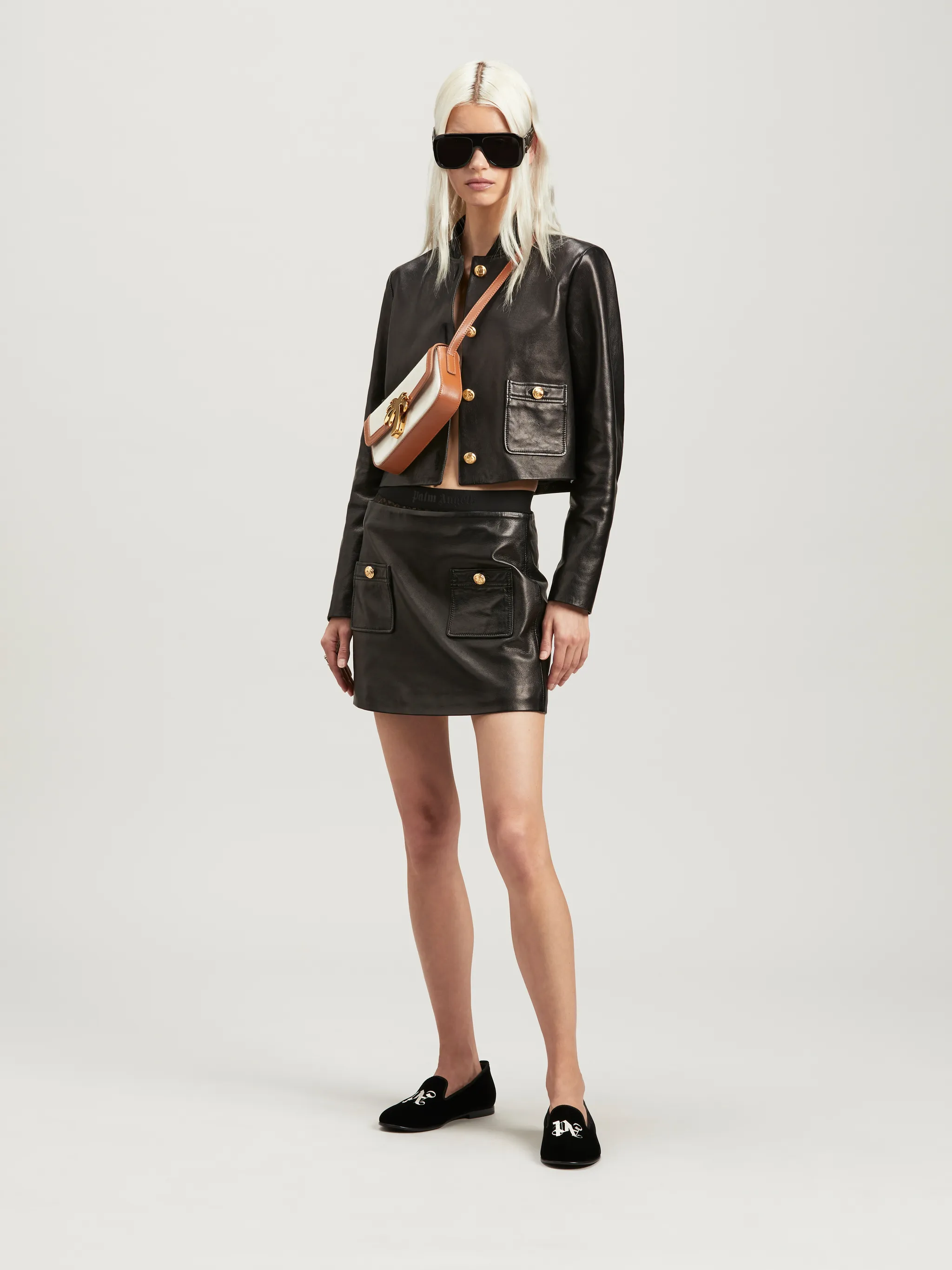 Buttons Leather Jacket