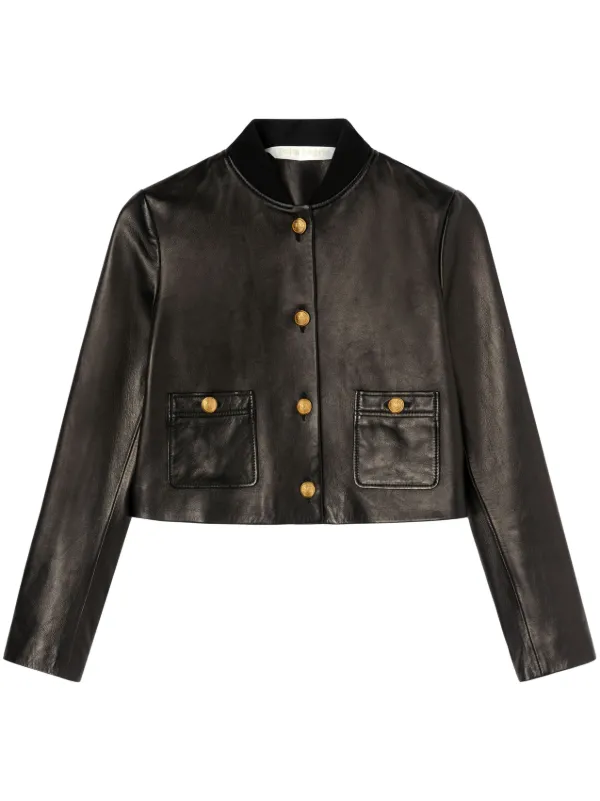 Palm Angels Cropped Leather Jacket Farfetch