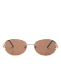 Cartier Eyewear logo-plaque oval-frame sunglasses - Gold