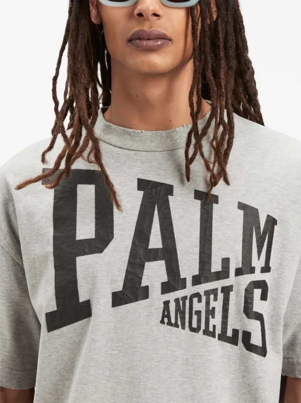 【Palm Angels】Tシャツ - グレイ Palm Angels logo-print crew-neck T-shirt | Grey | FARFETCH
